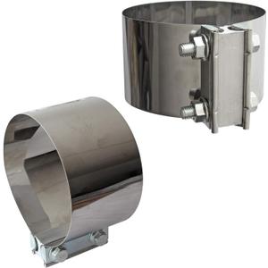 2PCS Exhaust Clamps 5 Inch Butt Joint Exhaust Pipe Muffler Clamp Band Stainless Steel Car Pipes System Connection for Cars