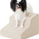 Dog Stairs for Small Dogs 11.5 H, 2-Step Dog Steps for Bed, Pet Stairs and Ramp for Dogs and Cats to Get on Beds, Couch, Non-Slip Balanced Pet Steps with Waterproof Cover, Beige