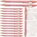 Supervitae 36 Sets Valentine's Day Inspirational Gifts for Women Pink Ballpoint Pens with Inspirational Cards Employee Appreciation Gifts for Coworker Staff Team Office Party Favors (Stylus)