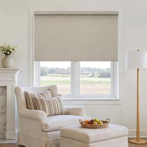Oatmeal 100% Blackout Roller Shades for Window Room Darkening Thermal Insulated UV Protection Cordless Free-Stop Window Blinds for Bedroom Home Office Door Protect Privacy 60" W x 72" H