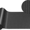 Breling 12 in x 20 ft Rubber Flooring Rolls Mats, Heavy Duty Diamond Plate Garage Floor Mat, PVC Water/Stain Outside Resistant Parking Rv Trailer Flooring (Black)