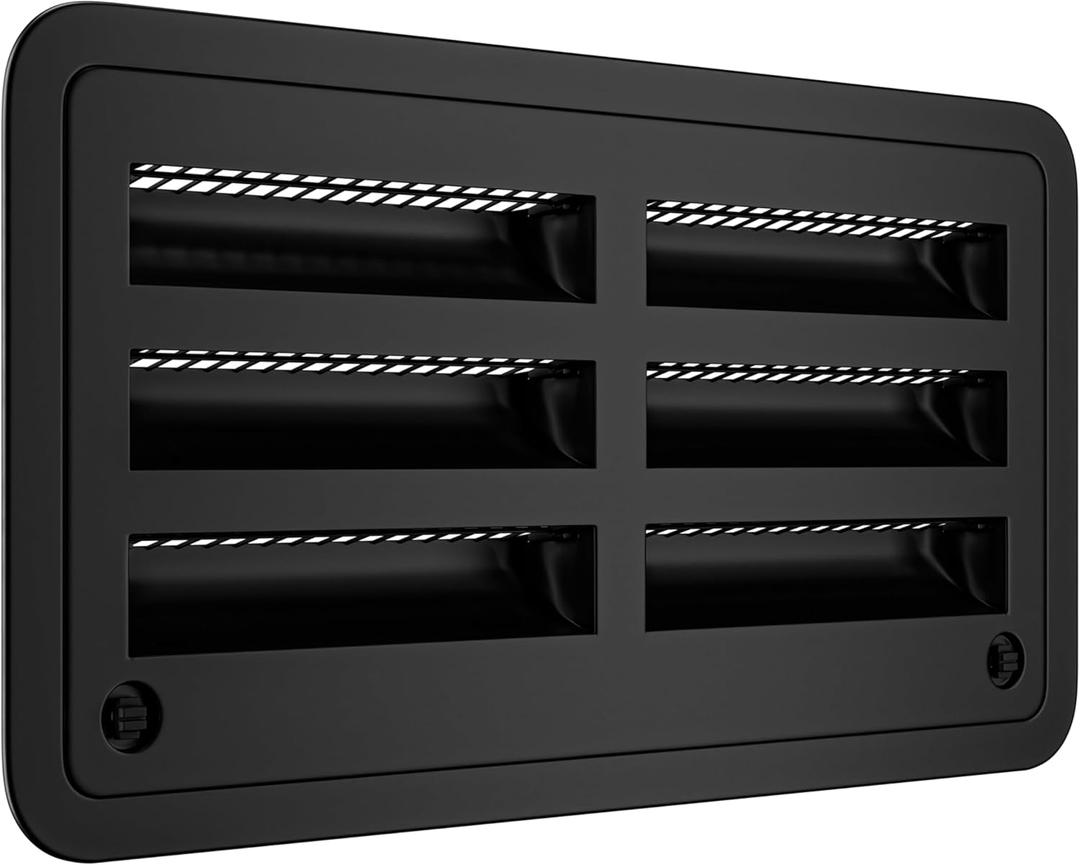 RV 20" Refrigerator Upper/Lower Side Wall Vent with Mesh Insect Screens for Campers Trailers (Black)