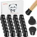 24 PCS Silicone Chair Leg Floor Protectors Extra Small(0.6"-0.8") Rubber Felt Furniture Pads Chair Legs Caps/Covers for Hardwood Floors, Tile from Scratches & Reduce Noise - Round, Black