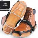 Sfee Crampons Ice Cleats for Shoes and Boots, Stainless Steel Chains Ice Grippers for Shoes and Boots Non Slip Gripper Spikes, Traction Cleats for Snow and Ice, Hiking, Walking, Climbing, Ice Fishing (Large)