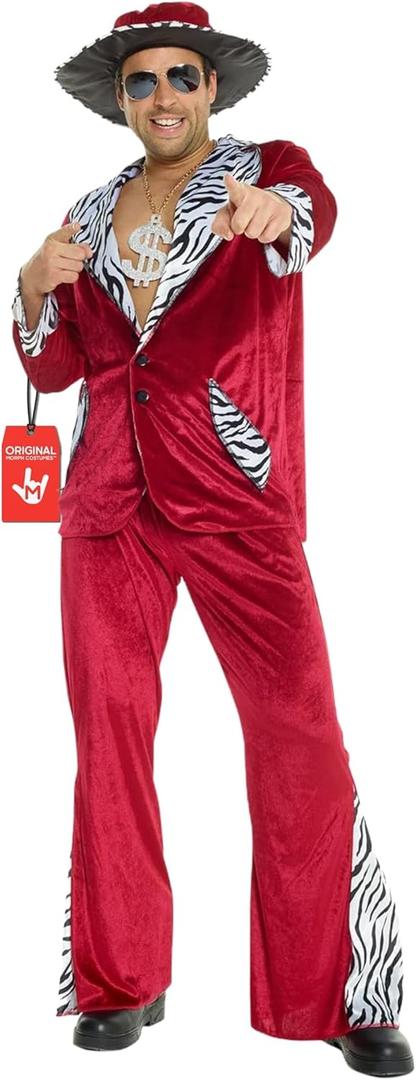 Morph Red Pimp Costume For Men - 70s Halloween Outfit Suit (Medium)