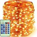 Outlet LED String Lights with Remote Control 99ft with 300 LEDs Dimmable Fairy String Lights for Bedroom,Trees, Indoor/Outdoor Copper String Lights for Birthday, Wedding,Party Warm White