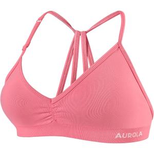 AUROLA Seamless Mercury Workout Sports Bras for Women Athletic Removable Adjustable Backless Minimal Top (S-M, Bubblegum)