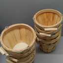 Marsui 10 Pcs 5.9 x 7.5'' Round Wooden Baskets Easter Portable Wood Fruit Buckets with Handles Garden Harvest Basket Fruits Vegetables Storage Container Party Supplies(Natural Wood Color)