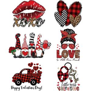 6 Sheets Valentines Iron On Transfers for T-Shirts Valentine Iron On Transfers Love Appliques Valentines DTF Transfers Ready to Press for Clothing Pillow Backpack Apron DIY Decorations