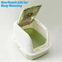 Cat Litter Box with Scoop, Front Entry Covered Litter Box with Lid, Top Exit Kitty Litter Box, Easy to Clean Durable Plastic Litter Pan, Ideal Size for Small to Medium Cats 20.61614.3Yellow