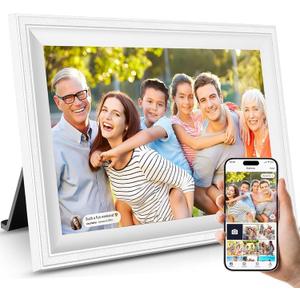 Smart White Digital Picture Frame WiFi Send Photos from Your Phone 16GB Storage 10.1inch 1280x800 IPS Touch Screen Digital Photo Frame Auto-Rotate Wall Mountable Photo Picture Frame Digital