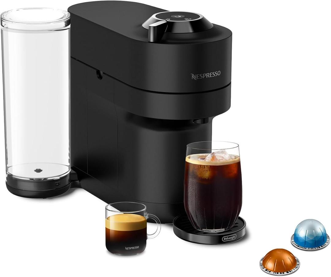 Nespresso Vertuo Pop+ Coffee and Espresso Maker by De'Longhi, Black Matte with Dark Chrome