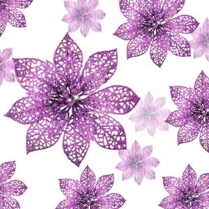 Boao Purple 24 Pieces Poinsettia Flower Christmas Glitter Artificial Poinsettia with Clips Christmas Tree Ornament Decorations for DIY Xmas Wreath Holiday Home Party Decor, 3/4/6 Inches