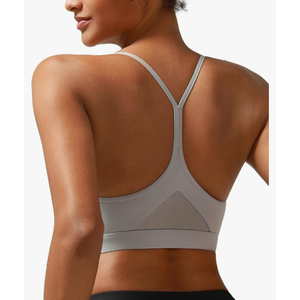 RUNNING GIRL Y-Back Sports Bras for Women, Medium Impact Wirefree Padded Bra Workout Crop Top Longline Sports Bra Push up, Size L