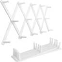 SKOLOO Hat Rack for Wall with 14 Hooks, Pack of 2, Solid Wooden, Modern, Expandable Coat Rack Wall Mount for Coats, Hats, Bags, Baseball Caps, White