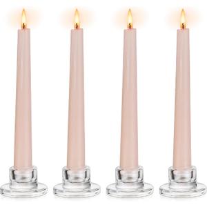 Glasseam Glass Tapered Candlestick Holders: Small Taper Candle Holders Set of 4 Clear Candle Sticks Holder for Table Centerpiece Short Modern Candle Holder for Wedding Christmas Home Decoration