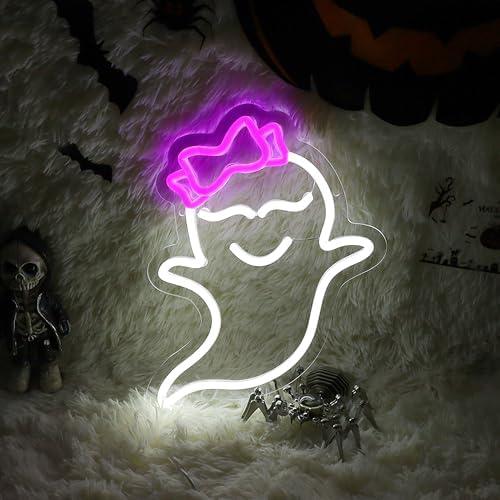 Cute Wink Spooky Neon Sign Halloween Decoration Gothic Ghost Neon Light Gothic Spooky LED Neon Sign for Gothic Party Decor Spooky Vibes 10"×11.3"