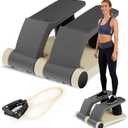 Air Stepper Exercise Machine with Resistance Bands, Stair Stepper with LCD Monitor, Adjustable Resistance Cardio Trainer for Home Workout, Compact Fitness Equipment, 300 lbs Weight Capacity (Beige)