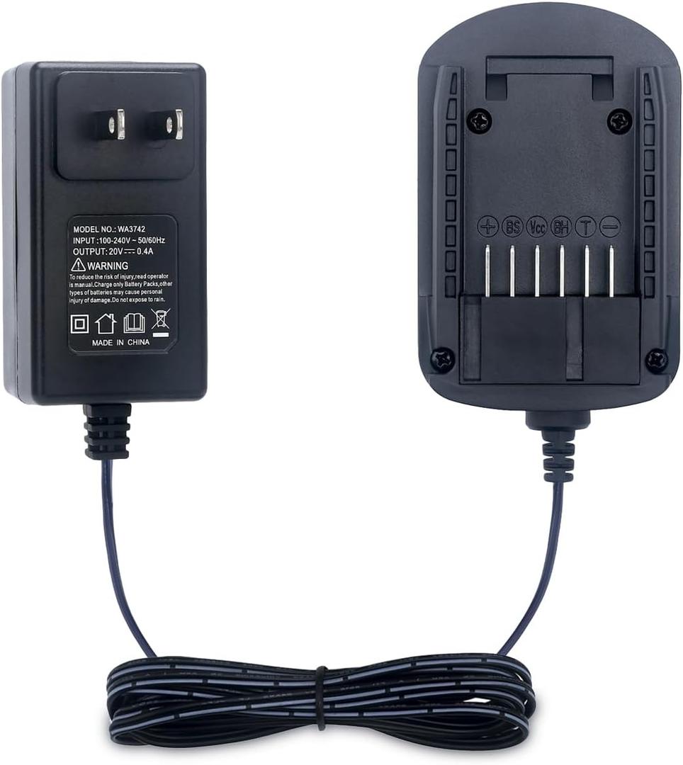 Kekepowtobat Compatible with Worx 20V Battery Charger, WA3742 Charger Compatible with Worx WA3525 WA3575 WA3520 WA3578 WA3016 WA3674 WA3669 20-Volt MAX Lithium Battery