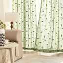 MIULEE Sage Green Sheer Curtains 2 Panels Leaf Patterned, W30 x L30 | Embroidered Floral Semi Sheer,Rod Pocket,Faux Linen,Short Window Curtains Drapes Set for Kitchen/Bathroom/Cafe
