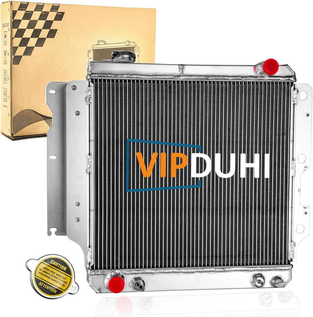 Radiator Aluminum Compatible with 1987-1995 Jeep Wrangler TJ 1997-2006 1990 1991 1992 1993 1994 1998 1999 2000 2001 2002 2003 2004 2005 1988 1989 Rubicon Sport SE Sahara 2.4 2.5 4.0 4.2, 3 Row