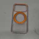 TORRAS 360 Magnetic Stand for iPhone 17 Pro Case, [Rotatable Sturdy Kickstand][Fit for MagSafe][4X Mil-Grade Shockproof] Slim Transparent Phone Cover, Camera Button, Clear Orange, Ostand O3 Fitness