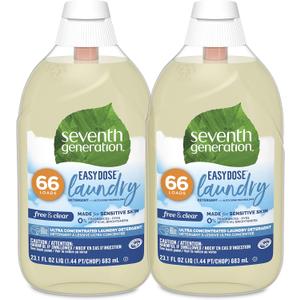 Seventh Generation Easy Dose Laundry Concentrated Liquid Detergent, Free & Clear, 23.1 Fl Oz (Pack of 6)