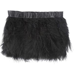 Turkey Marabou Feather Fringe Trim - 2 Yards Natural Fluffy Feathers Trim 6-8 inch in Width for Sewing Crafts Costume Decoration(Black)