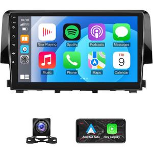 [4+64G] 9" Android 13 Car Radio Stereo for Honda Civic 2016 2017 2018 2019 2020 2021 | with Wireless Carplay | HD Backup Camera | Bluetooth | FM | WiFi