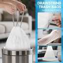 Small Trash Bags 4 Gallon Drawstring- 180 Counts 4 Gallon Trash Bag Extra Strong, Small Garbage Bags Unscented, Stretchy, Quick Cinch for Bathroom Kitchen, White