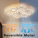 Yfrest Ceiling Fan with Light and Remote, White Low Profile Ceiling Fans with Lights, Flush Mount Ceiling Fan with 3 Light Color 6 Speeds, Fandelier Ceiling Fan for Kitchen Living Room 7-Ring