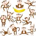 48 Pieces Monkey Cutouts Jungle Party Decorations Monkeys Birthday Party Supplies Paper Safari Hanging Print Wall Decor for Party Supplies with 5 Sheet Glue Point Dot