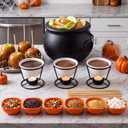 Potchen 216 Pcs Halloween Caramel Apple Bar Kit with 8.3" Witch Cauldron, One Size
