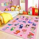 Kids Rugs for Playroom Educational Rug for Learn The ABC Alphabet, Soft Machine Washable Non-Slip Cute Carpet for Classroom Toddler Nursery Kids Room Decor Mat