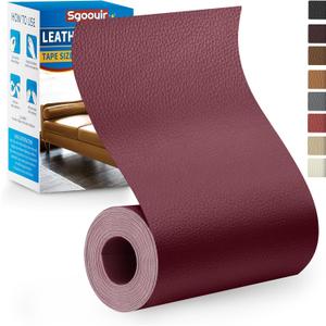 Leather Repair Patch Tape Kit, 4" x 63" Self Adhesive Leather Repair Patch for Furniture, Vinyl Leather Repair Kit for Car Seat, Chairs, Couch, Sofa, Boat Purple Red