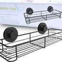 Gecko-Loc Large Wide suction cup wall mount bathroom shower caddy - wire storage basket rack for bath kitchen organizer - Black