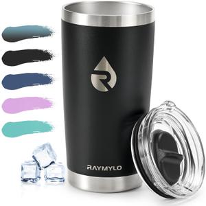 RAYMYLO Insulated Stainless Steel Travel Mug for Hot/Cold Coffee, 20 oz Tumbler with BPA-Free Detachable Slider Lid, Travel Coffee Cup with Lid Fits Most Car cup holder, Magic Black