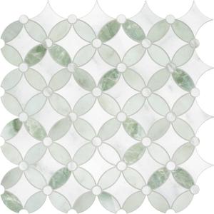 SUNWINGS 10-Sheet Peel and Stick Backsplash Coin Waterjet Tile, 11.2" x 11.2" Green Marble Looks Self Adhesive Wall Tile Stick on Backsplash for Kitchen, Bathroom, Fireplace, Shower