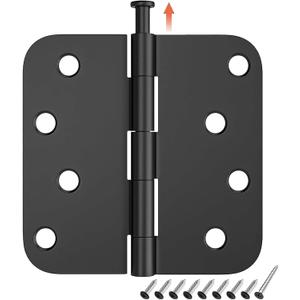 HOSOM 6 Pack Rounded Door Hinges 4 Inch 5/8'' Radius Corner, Matte Black Exterior & Interior Door Hinge for Entryway, Patio, Playhouse & More