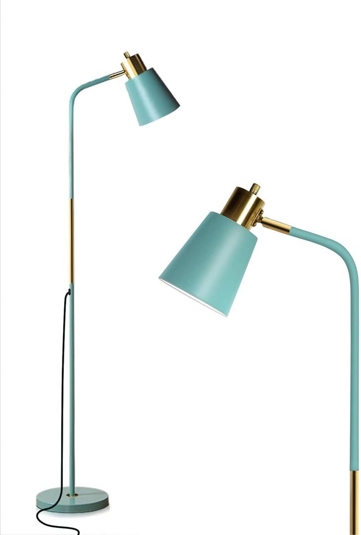 LALISU Floor Lamp, Industrial Floor Lamps for Living Rooms Rustic Farmhouse Reading Standing Floor Lamp Adjustable Metal Heads Indoor Task Lighting for Living Room Bedroom Office Home Dcor (Green)