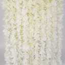 LUSHIDI 32.8Ft Artificial Silk Wisteria Vine Hanging Flowers Garland Home Outdoor Wedding Arch Garden Wall Decor, Pack of 6 (Off White)