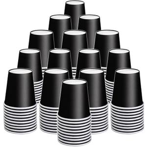 200 Count 3 oz Small Paper Cups, Black Disposable Mini Bathroom Cups, Disposable Mouthwash Cups, Small Paper Cup, Espresso Cup for Party Travel Picnic BBQ