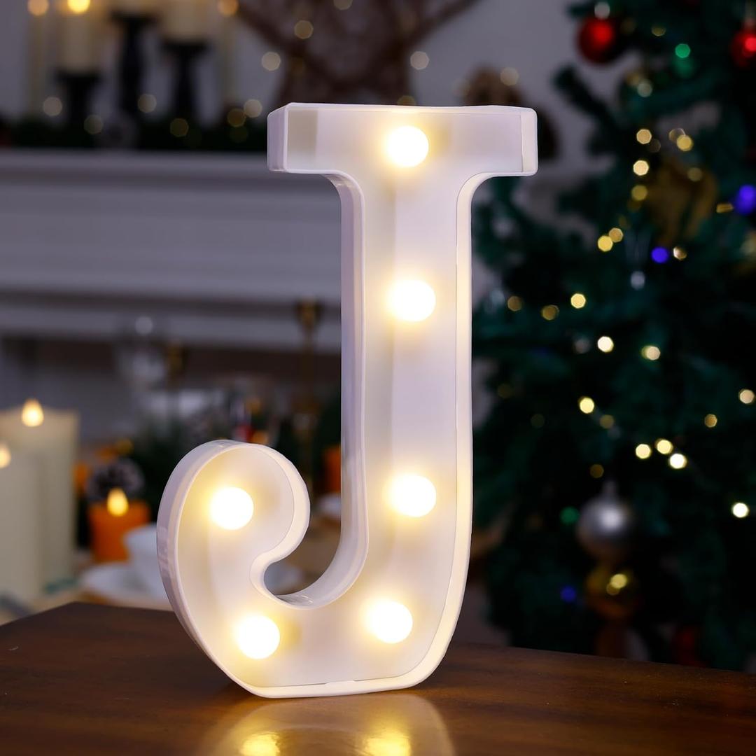 LED Marquee Sign Light Up Letters, Alphabet Light Up Letters Sign, Battery Powered LED Letter Lights for Night Light, Wedding, Birthday, Party, Christmas or Home Decor (Letter J)