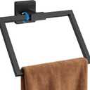 CHJgroup Hand Towel Holder for Bathroom Wall, Square 180 Swivel Towel Ring Stainless Steel Heavy Duty Black Towel Hanger for Bath, Kitchen