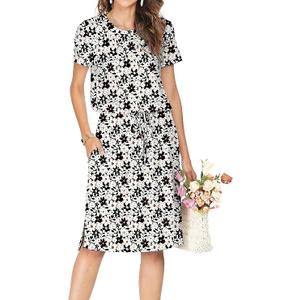 Women Summer Dress 2025 Sexy Outdoors Party Vocation Outfits Floral Flowy Cocktail Short Sleeve Robe Trendy Wedding Clothes XXL