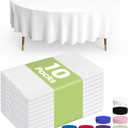 Pureegg Plastic Table Cloth Disposable 10 Pack, 84'' Round Table Cloths, Party, Picnic, Wedding, Decorative Tablecloths, Round, White Plastic Cover, Leakproof & Sturdy, White