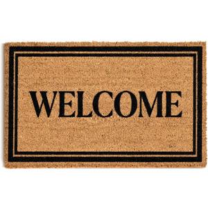 Natural Coco Coir Welcome Mat with Heavy Duty Backing, 17" x 30" Anti-Slip Easy Clean Coconut Door Mat Outside Entrance, Indoor Outdoor Welcome Doormat for Front Door, Porch, Entry, Patio