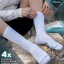 Mens Bamboo Viscose Crew Compression Running Socks Athletic Hiking Cushioned Wicking Anti-Blister Seamless (M)