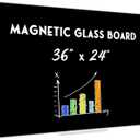 Black Dry Erase Board, 36" x 24" Magnetic Glass Whiteboard for Wall, Black Glass White Board with 1 Marker Tray and 3 Magnets for Office, Home, Classroom