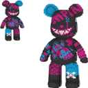 Teddy Blocks Smile Bear Micro Building Blocks Set with Hidden Storage Drawer(16.9inches),Graffiti Bear Building Blocks Creative Gift, Home Office Decor for Kids Adults 8+